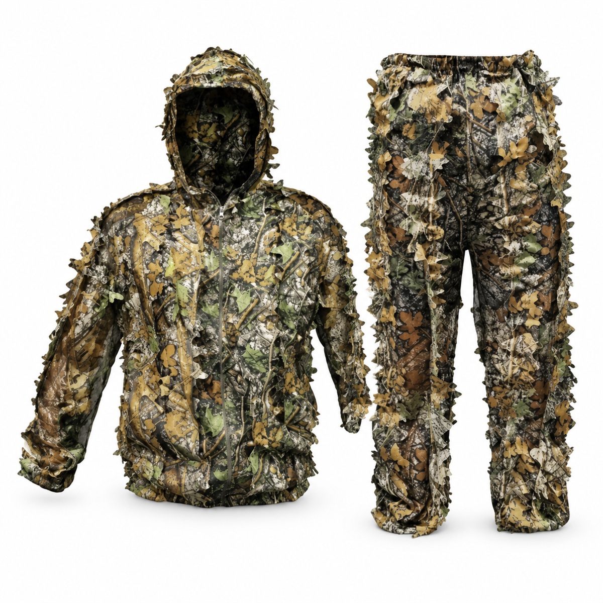 Conjunto Camuflado 3D Calça e Camisa com Capuz Tamanho M