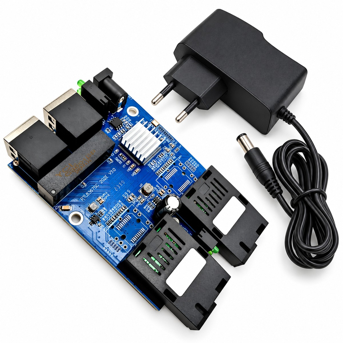 Placa Switch Gigabit 2 Portas Fibra SC A/B e 2 RJ45 com Fonte — foto 1