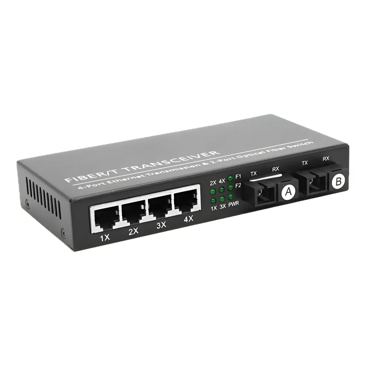 Switch Gigabit 2 Fibras SC A/B 4 Portas RJ45 V2 Gabinete Metálico — foto 1