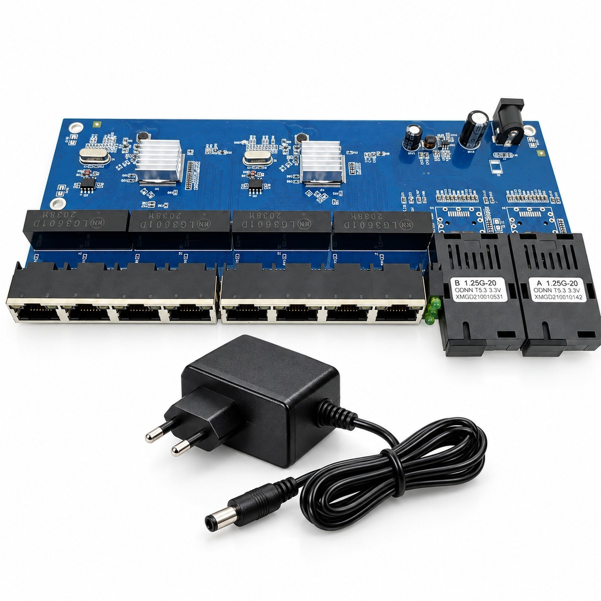Switch Gigabit 2 Fibra SC A/B 8 RJ45 20km Com Fonte