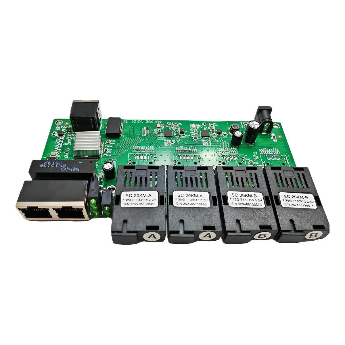 Switch Gigabit 4 portas de fibra SC/UPC e 3 RJ45