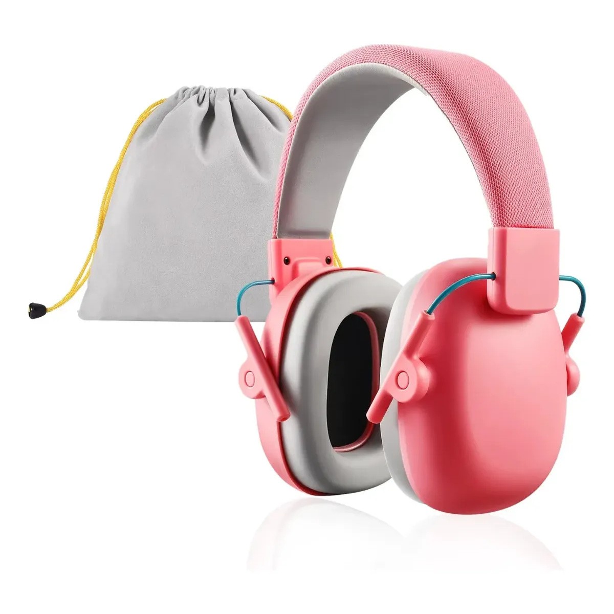 Abafador de Ruídos Infantil Rosa com Arco Ajustável
