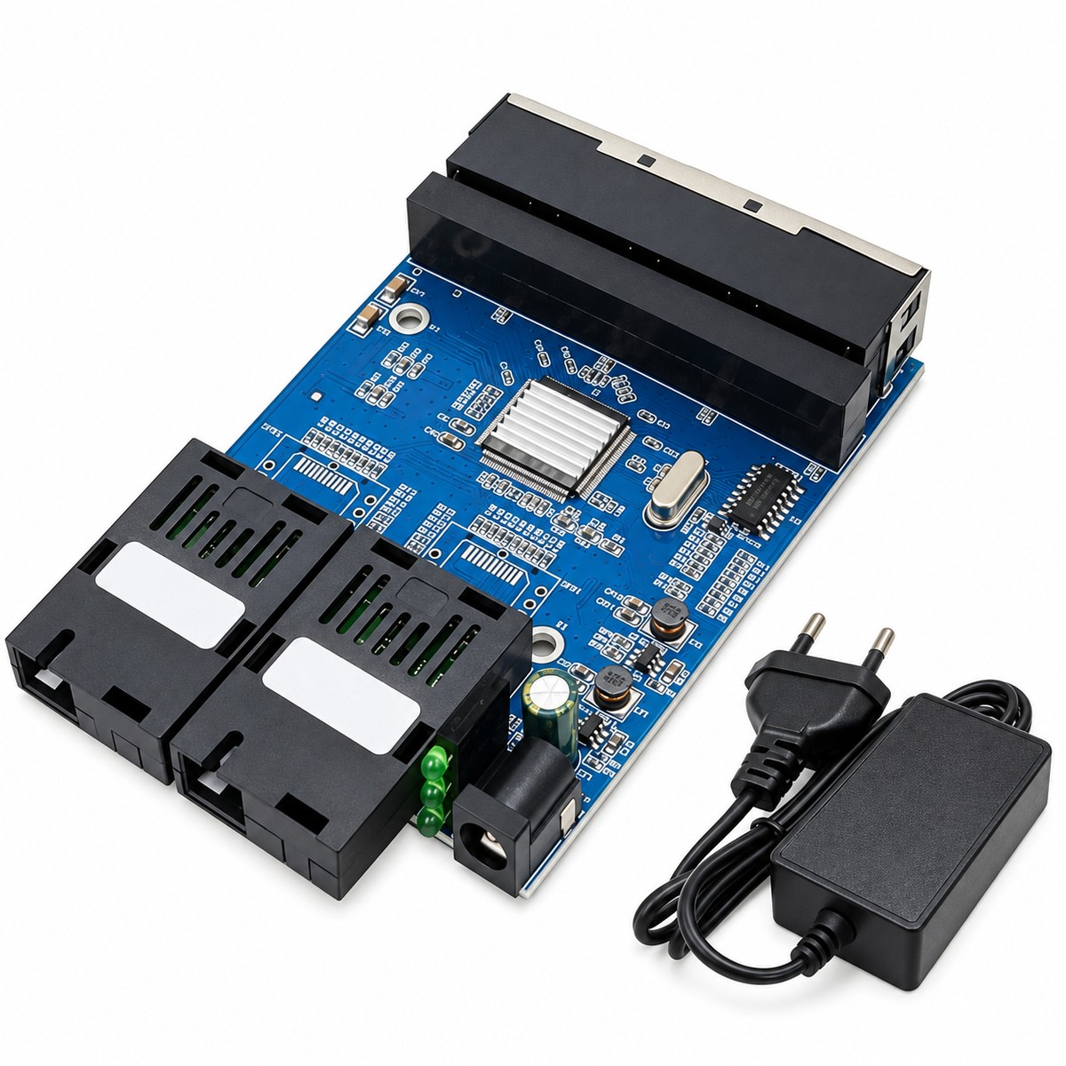 Switch Placa Gigabit 2 Portas de Fibra SC e 4 RJ45 com Fonte