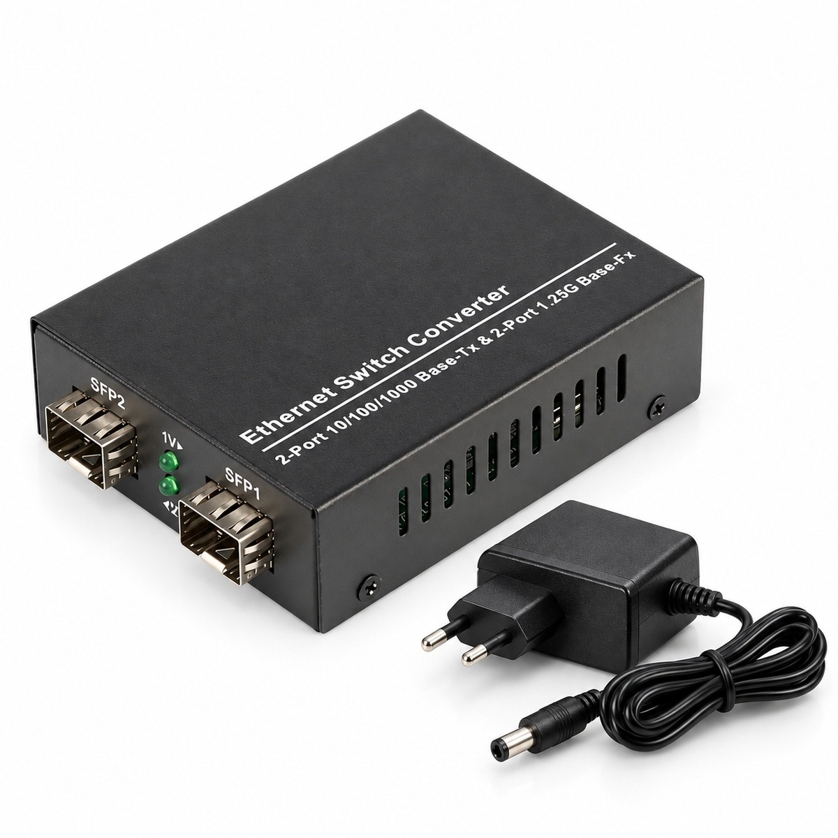 Switch Gigabit 2 SFP e 2 RJ45 Gabinete Metálico Com Fonte